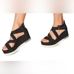 Eileen Fisher Black Wedge Sandals